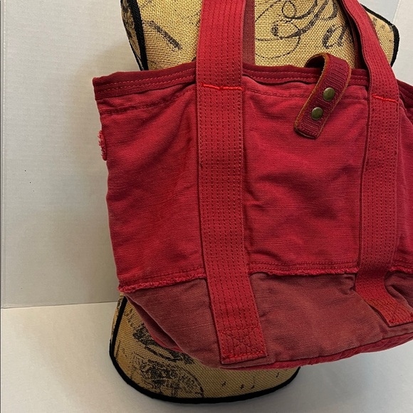 GAP COTTON/HEMP RED LARGE TOTE BAG - Picture 2 of 16